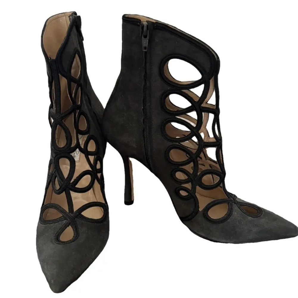 Oscar de la renta empire VINTAGE cut out suede ankle boots - Picture 4 of 4